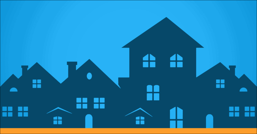 A skyline of houses at dusk, on common misconceptions about Section 8 housing