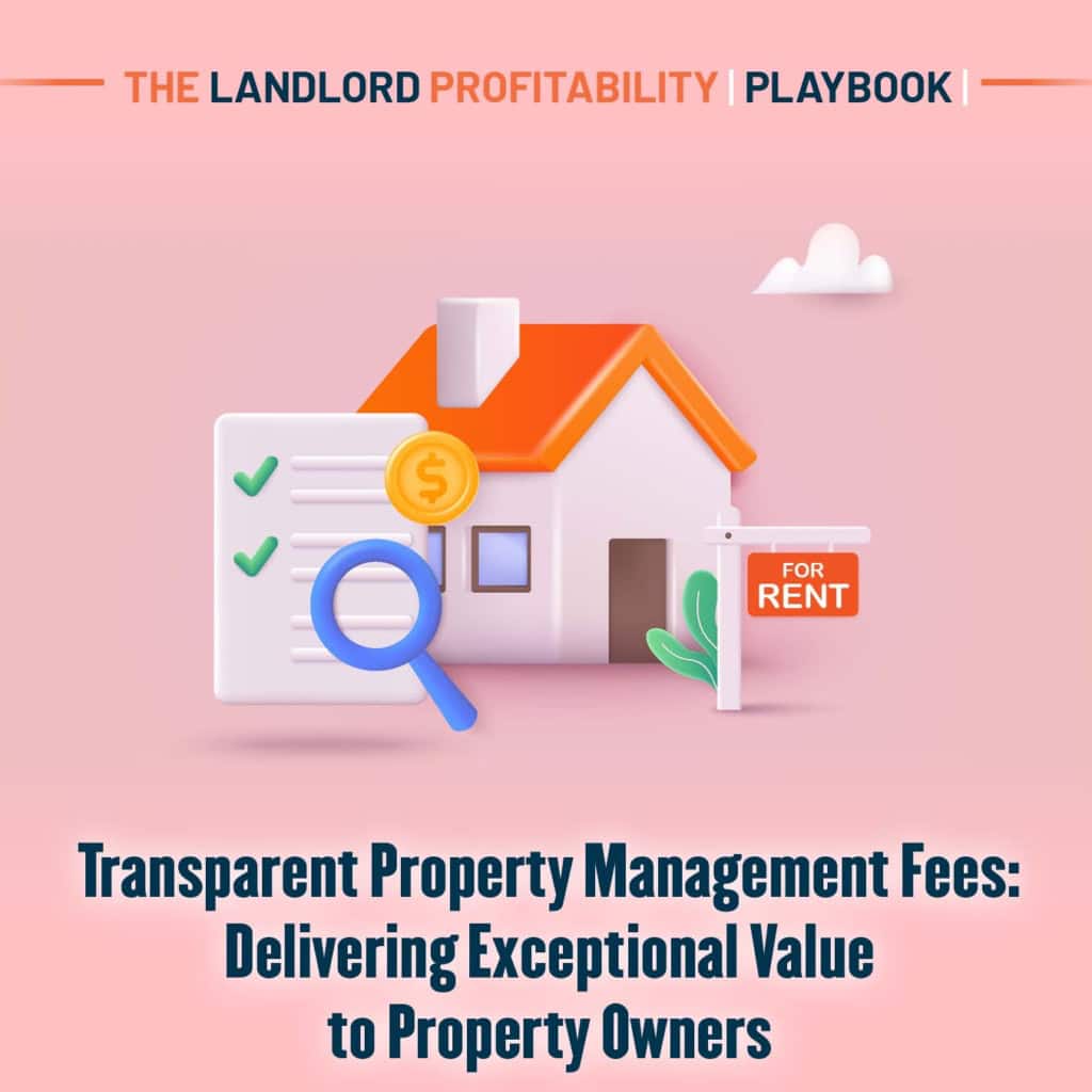 A rental house with a fee checklist and magnifying glass, for transparent property management fees