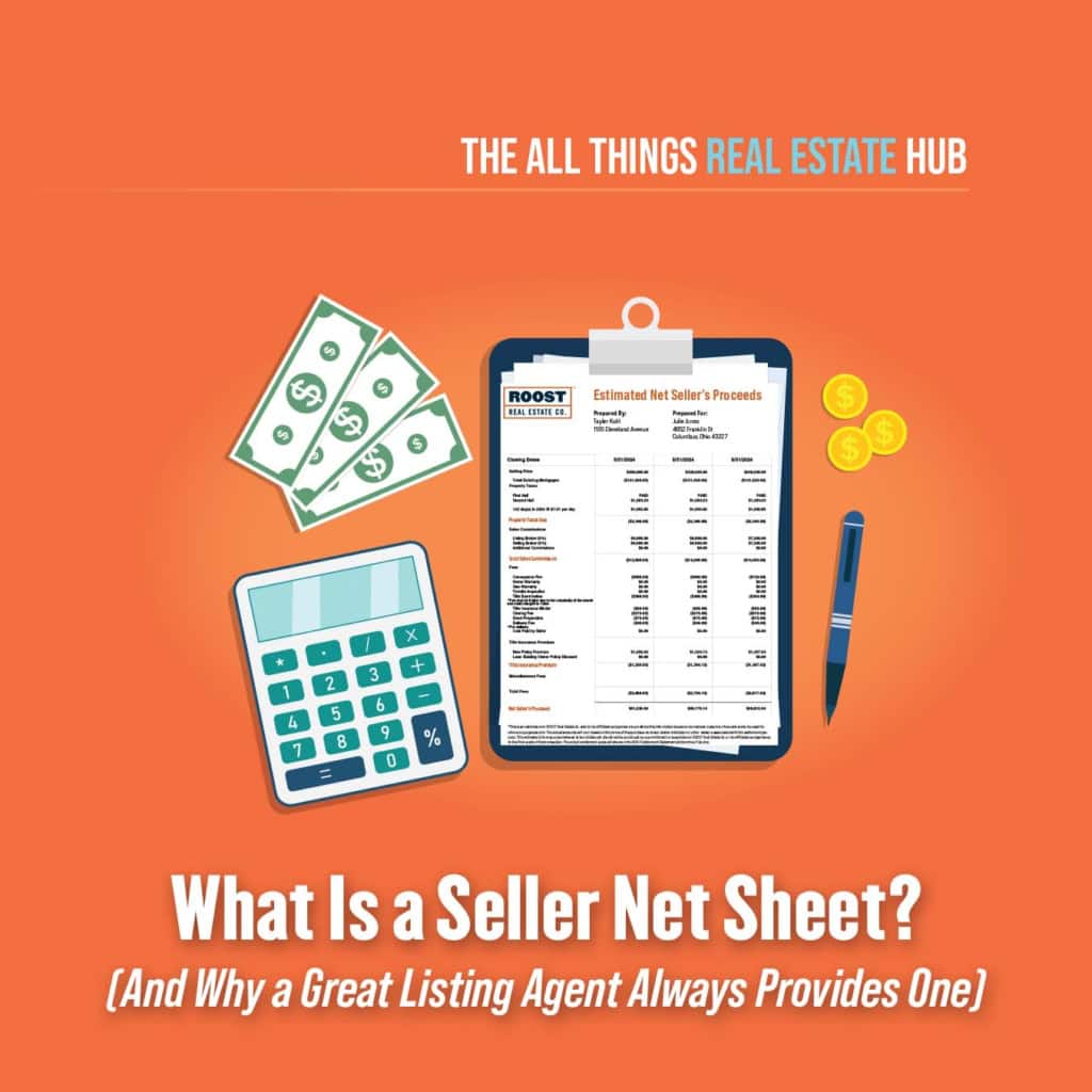 A calculator, cash and a seller's net sheet, explaining what a listing agent should give every seller