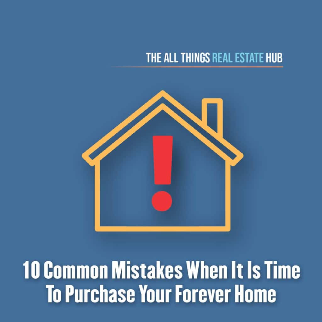 A house outline with a warning mark, for 10 common mistakes when buying your forever home
