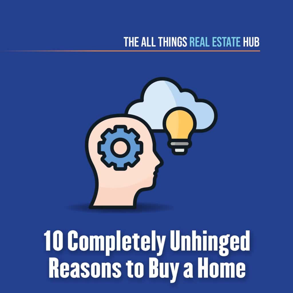 A head with a lightbulb and gears, for 10 completely unhinged reasons to buy a home